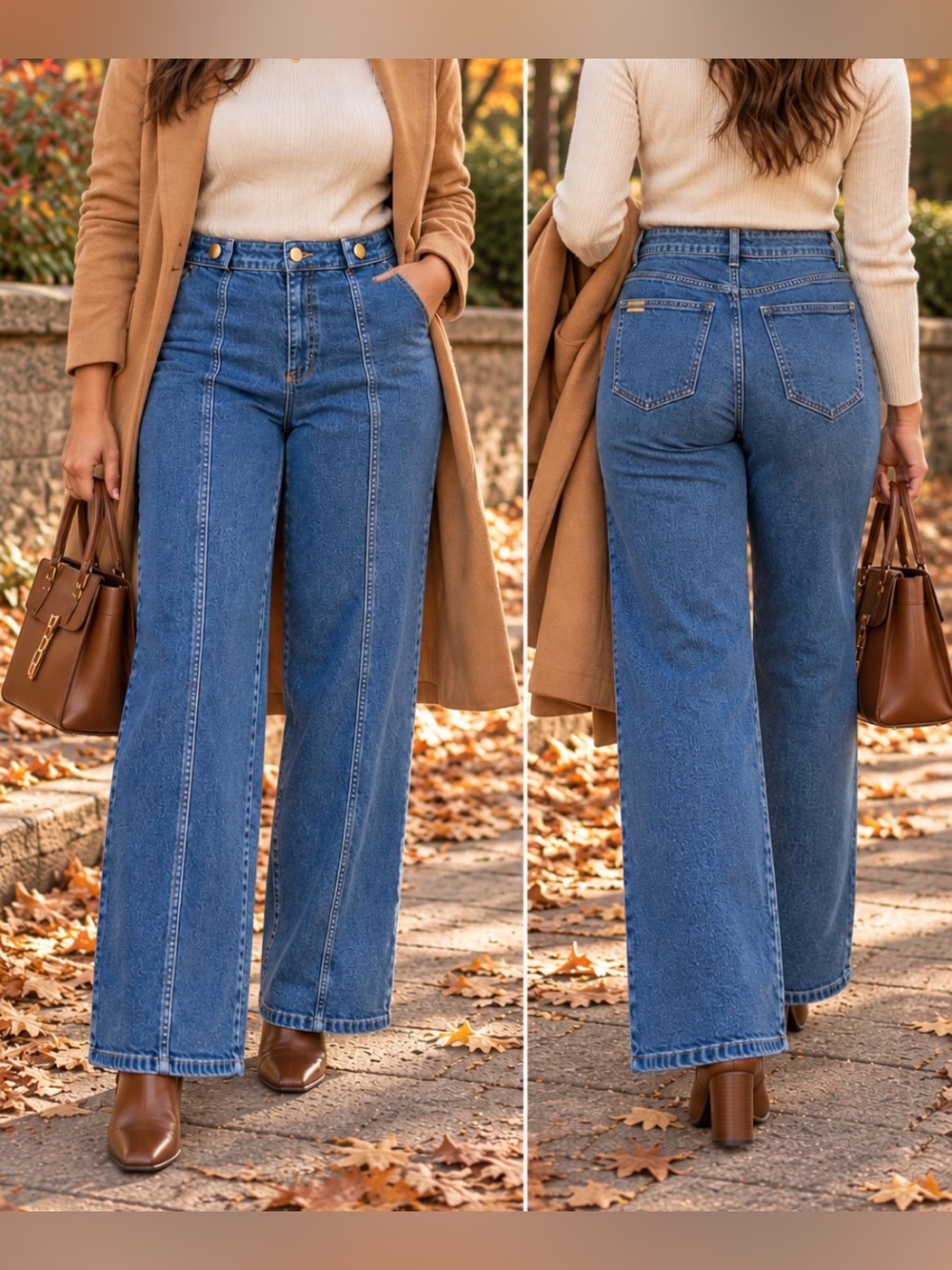 Michael Kors Women's Carmen Wide-Leg Jeans in Deep Blue Denim. Size 8 x 30